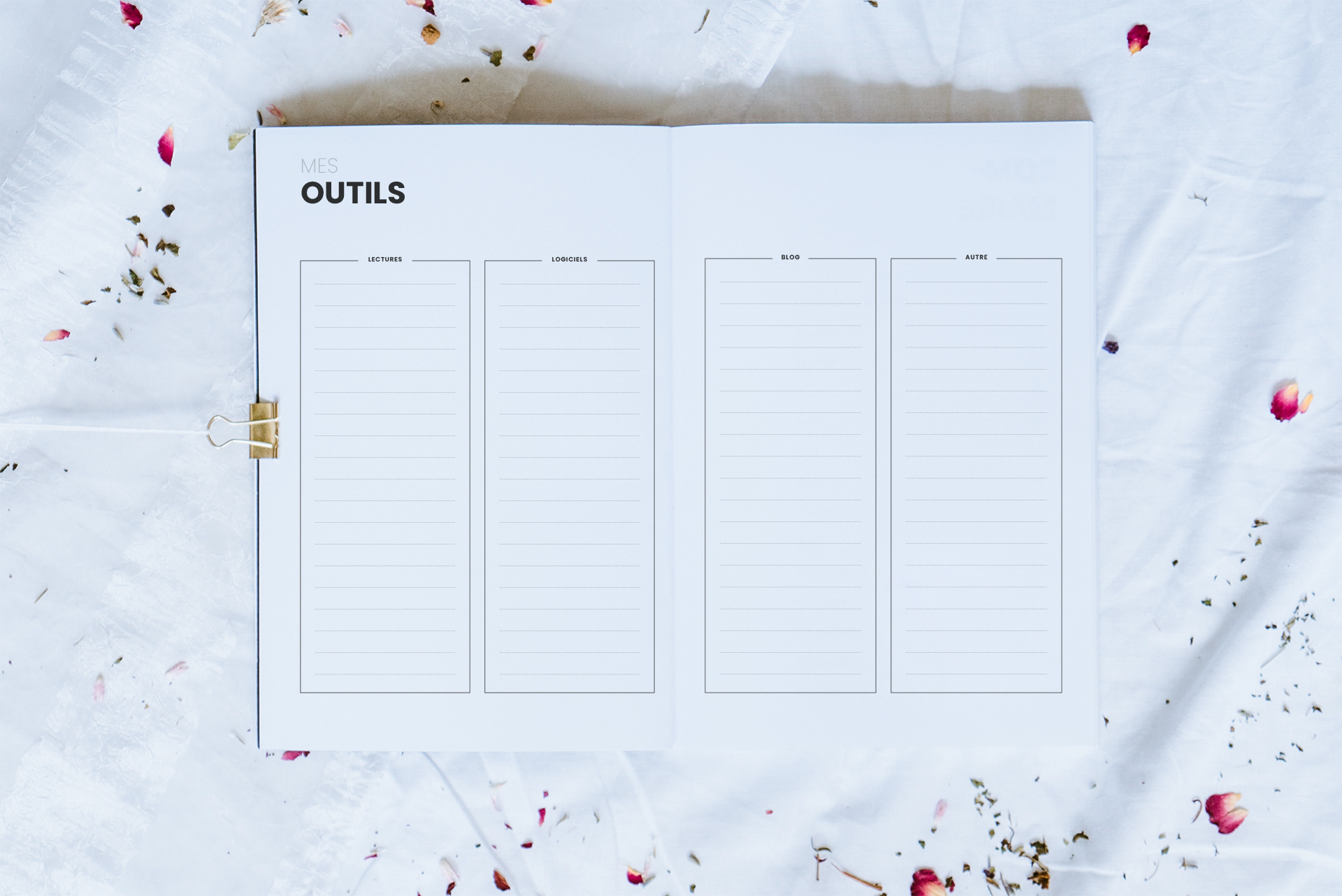 Page de gestion de ses différents outils